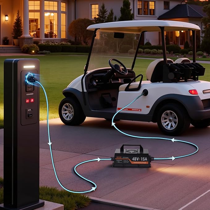 VEVOR 48V (51.2V) 52AH Lithium Golf Cart Battery, with 15A Charger, Lifepo4 Battery Kit, Built-in 100A BMS, with Bluetooth Mobile APP & Display Monitor, 4000 Cycles, for Golf Carts, Trolling Motors