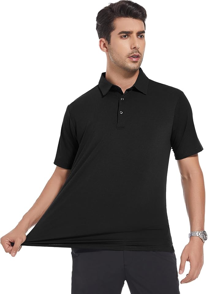 Alex Vando Mens Golf Shirt Moisture Wicking Quick-Dry Short Sleeve Casual Polo Shirts for Men