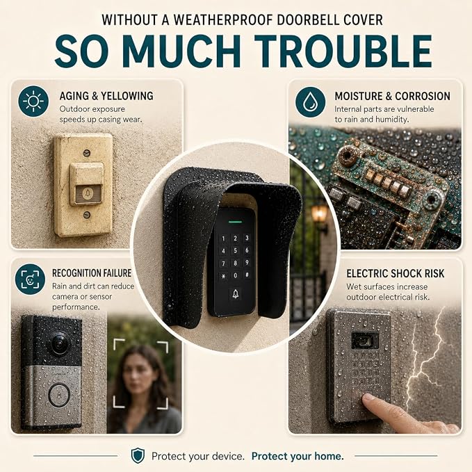 Ring Doorbell Cover Weatherproof, Large Metal Ring Doorbell Protector, Access