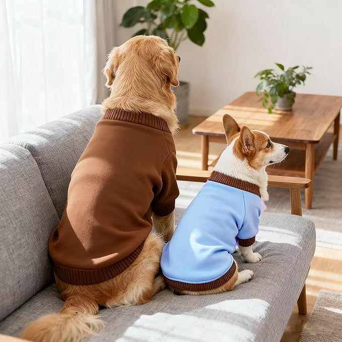 Custom Dog Hoodie, Personalized Sweatshirt with Photo Text Name Logo, Customized Hooded Sweater for Small Medium Large Dogs & Cats (Blue + Brown Border, Medium)