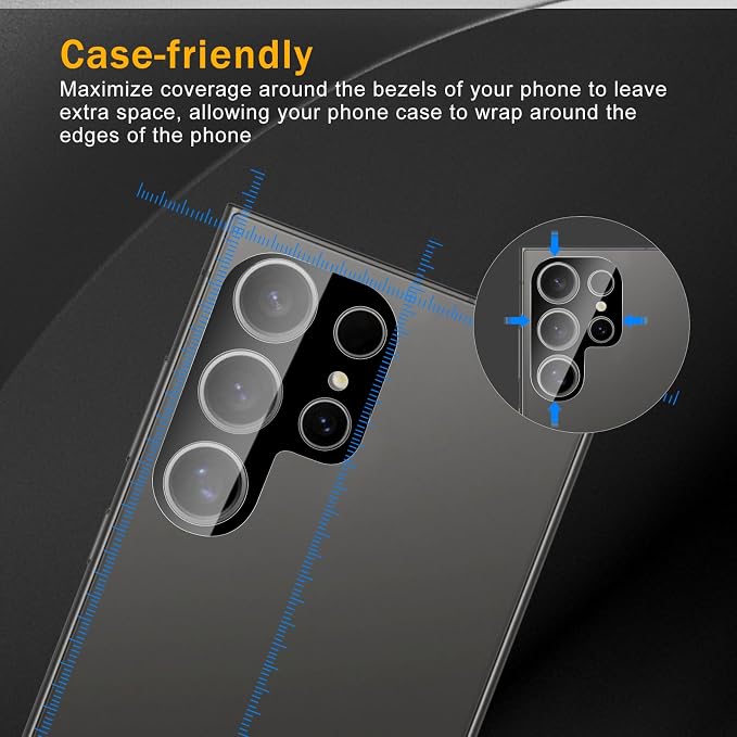 3 Pack Camera Lens Protector for Samsung Galaxy S24 Ultra, Tempered Glass