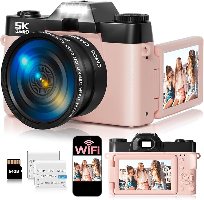 5K Digital Camera for Photography, UHD 75MP WiFi Vlogging Camera for YouTube