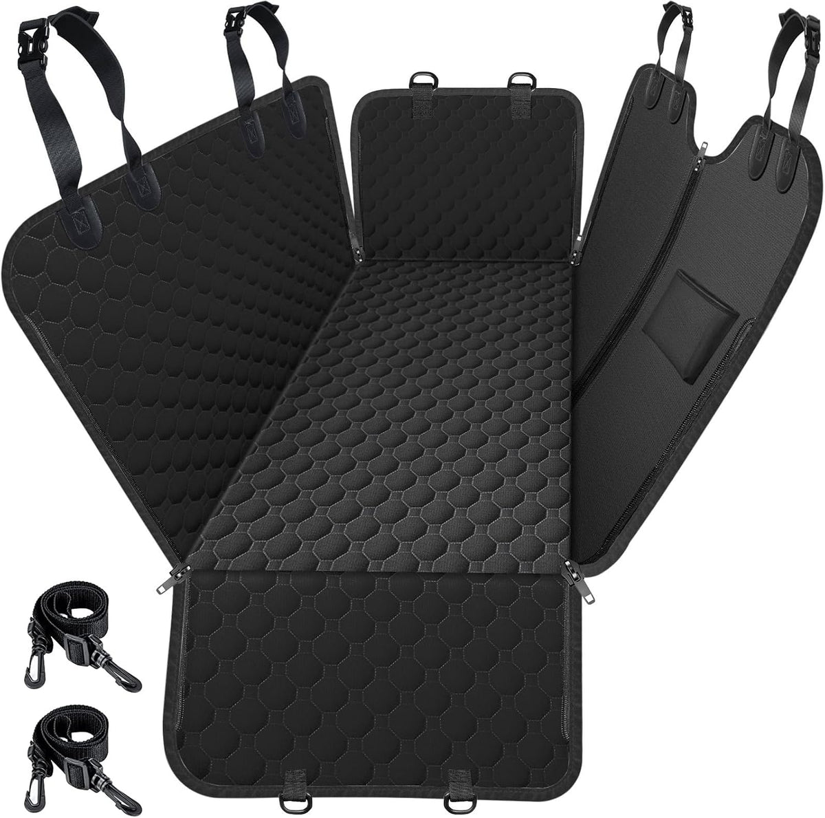 Mancro Dog Hammock for Car, 2026 Upgraded 600D Heavy Duty Waterproof & Scratch-Resistant Dog Car Seat Cover, Back Seat Pet Cover for Dogs with Sedan, Trucks and SUVs, Standard, Black All