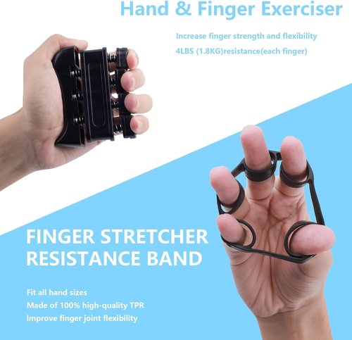 Grip Strength Trainer Kit by [Brand Name] - 5-Piece Set for Enhanced Hand Strength & Injury Recovery | Includes Finger Exerciser, Stress Relief Ball & More