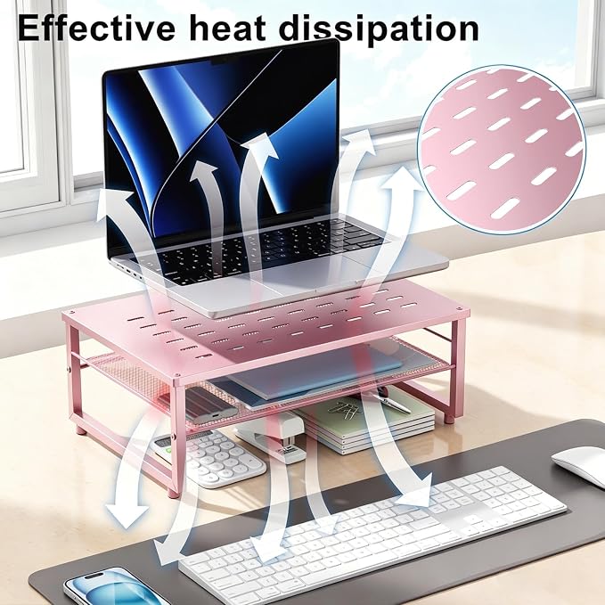 Gianotter 2-Tier Metal Monitor Stand Riser, Workspace Organizer