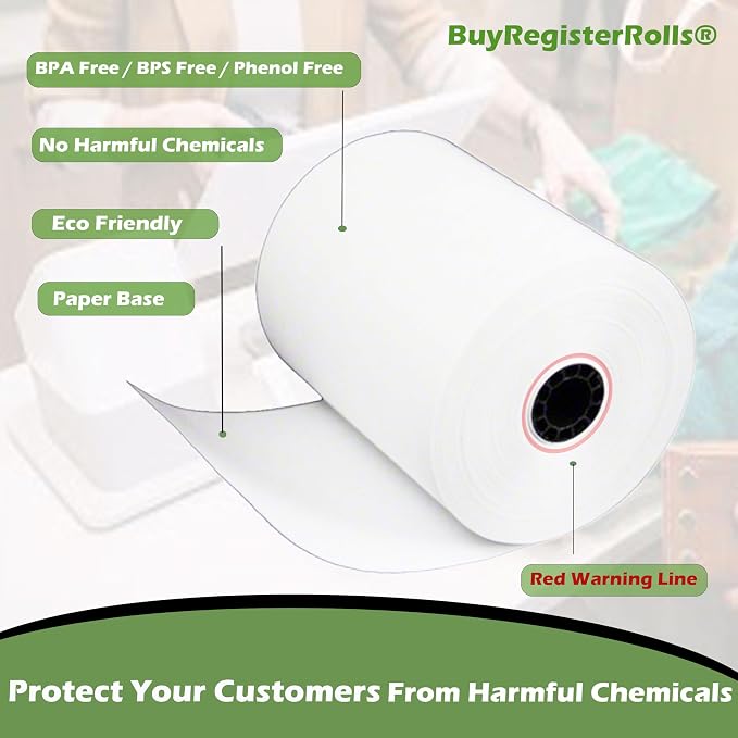 Phenol Free Thermal Paper 3 1/8 x 230 Receipt Rolls fits all Clover POS Cash