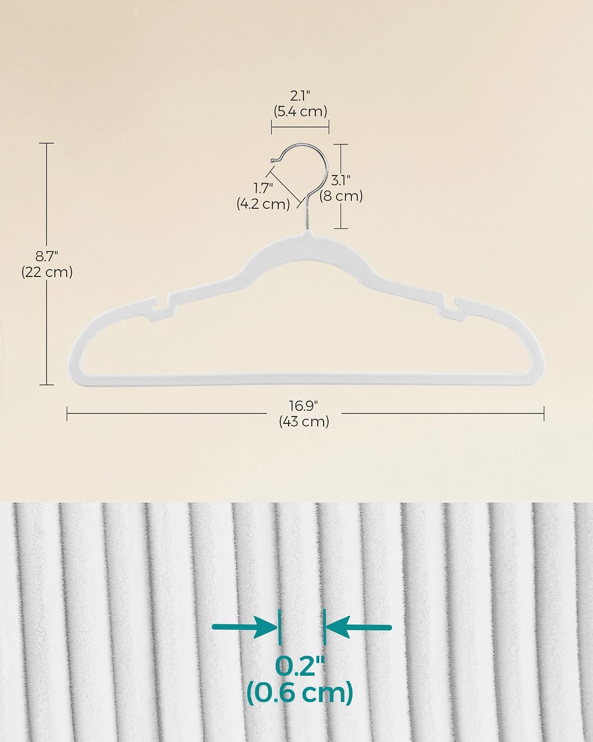 SONGMICS Velvet Hangers 60 Pack, Non-Slip Clothes Hangers, Space-Saving