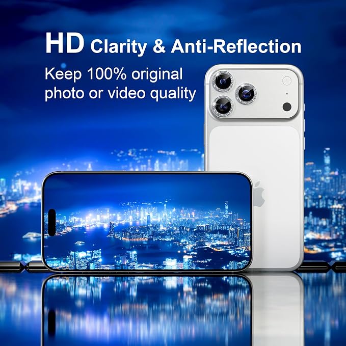 Misea Compatible for iPhone 17 Pro/iPhone 17 Pro Max Camera Lens Protector Bling