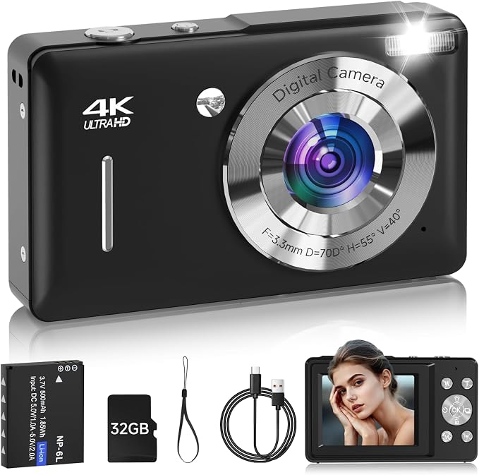 Digital Camera for Kids, FHD 1080P 44MP Point and Shoot Digital Camera