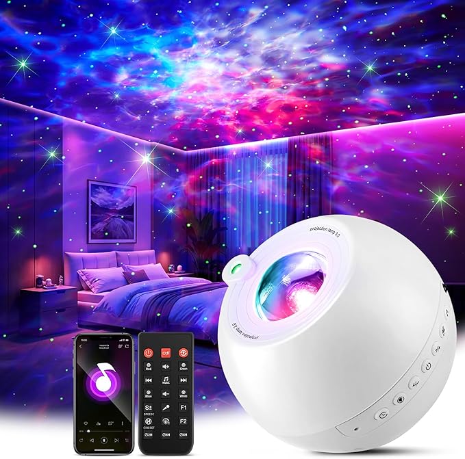 One Fire Galaxy Projector Star Projector Teen Girl Gifts for Boys Gift Ideas Women Gifts Birthday Gifts 360 Effects Northern Lights Night Light Projector Lava Lamp 15 White Noise+Bluetooth Room Decor