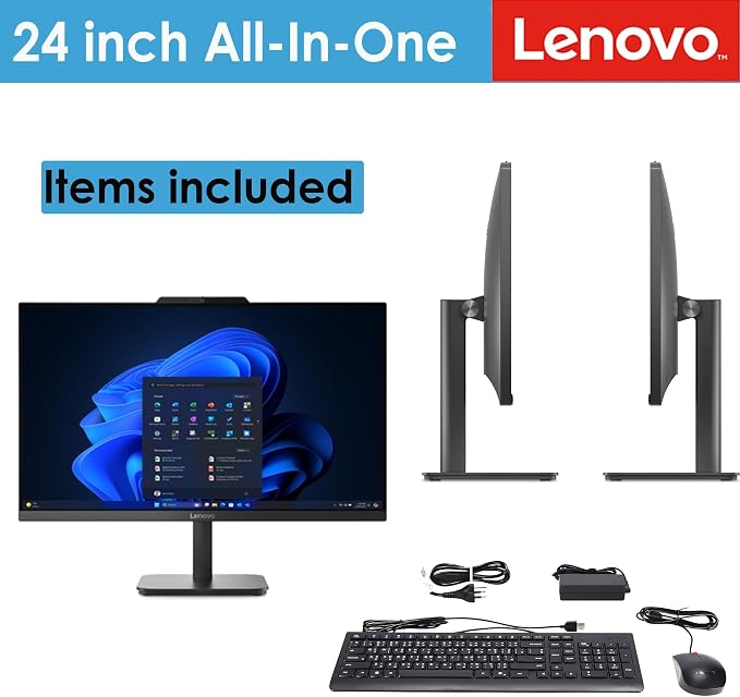 Lenovo 23.8" Intel 4-Core 8GB 256GB SSD All-in-One Desktop Computer | FHD AIO Display, WiFi 6, Windows 11, 2026 Edition, Home Office, Everyday Tasks