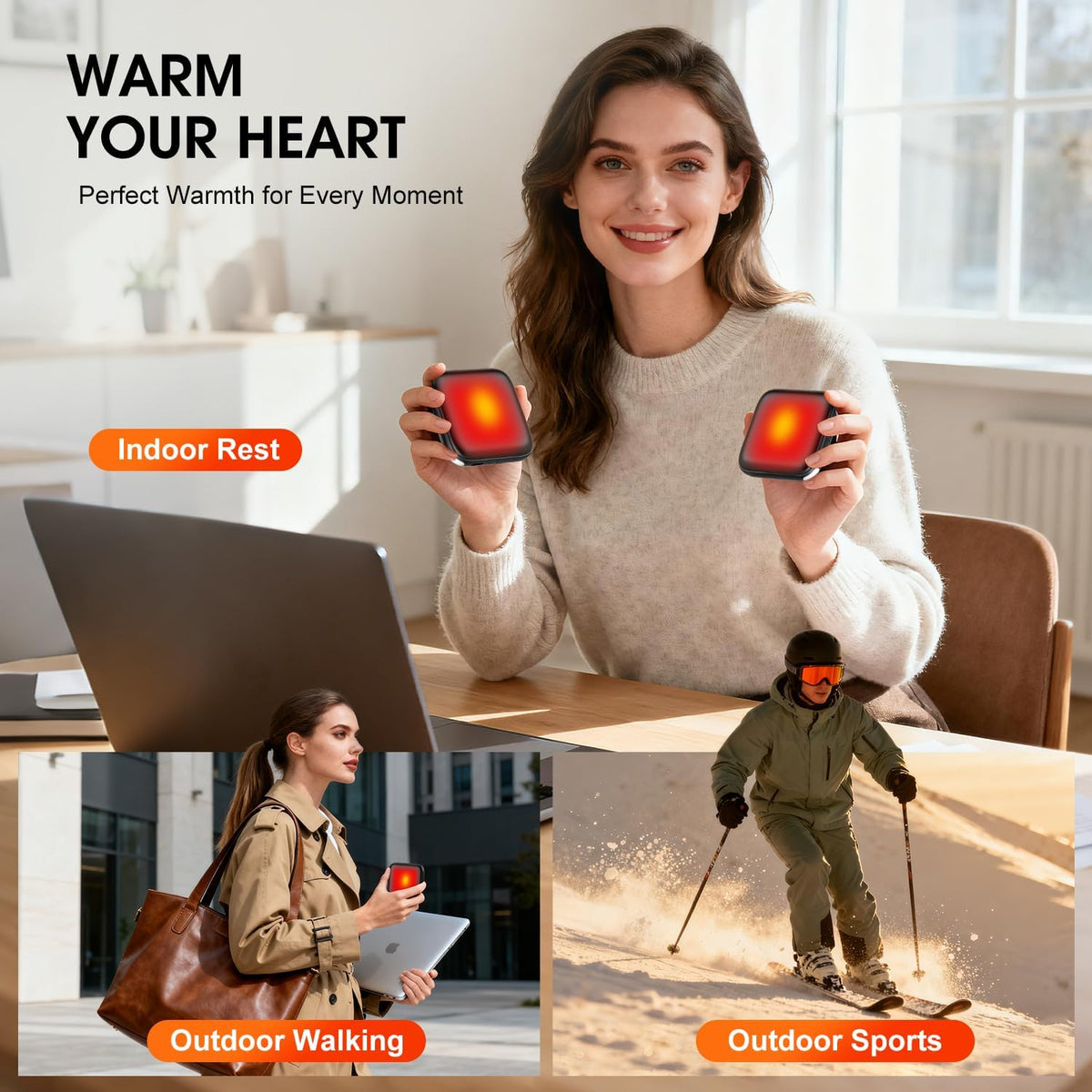 Skiennix Rechargeable Hand Warmers - 6000mAh Fast Heating, 3 Temperature Settings, Portable Pocket Heater | Perfect Christmas Gift for Men, Women, and Teens