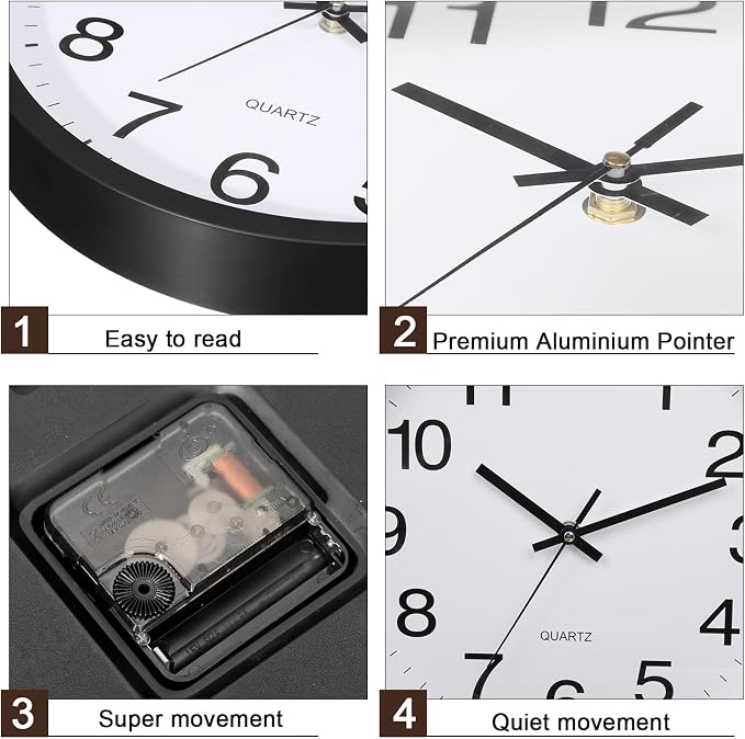 Inbagi 8 Pcs Wall Clock Bulk Large Silent Battery Operated Classroom Clocks