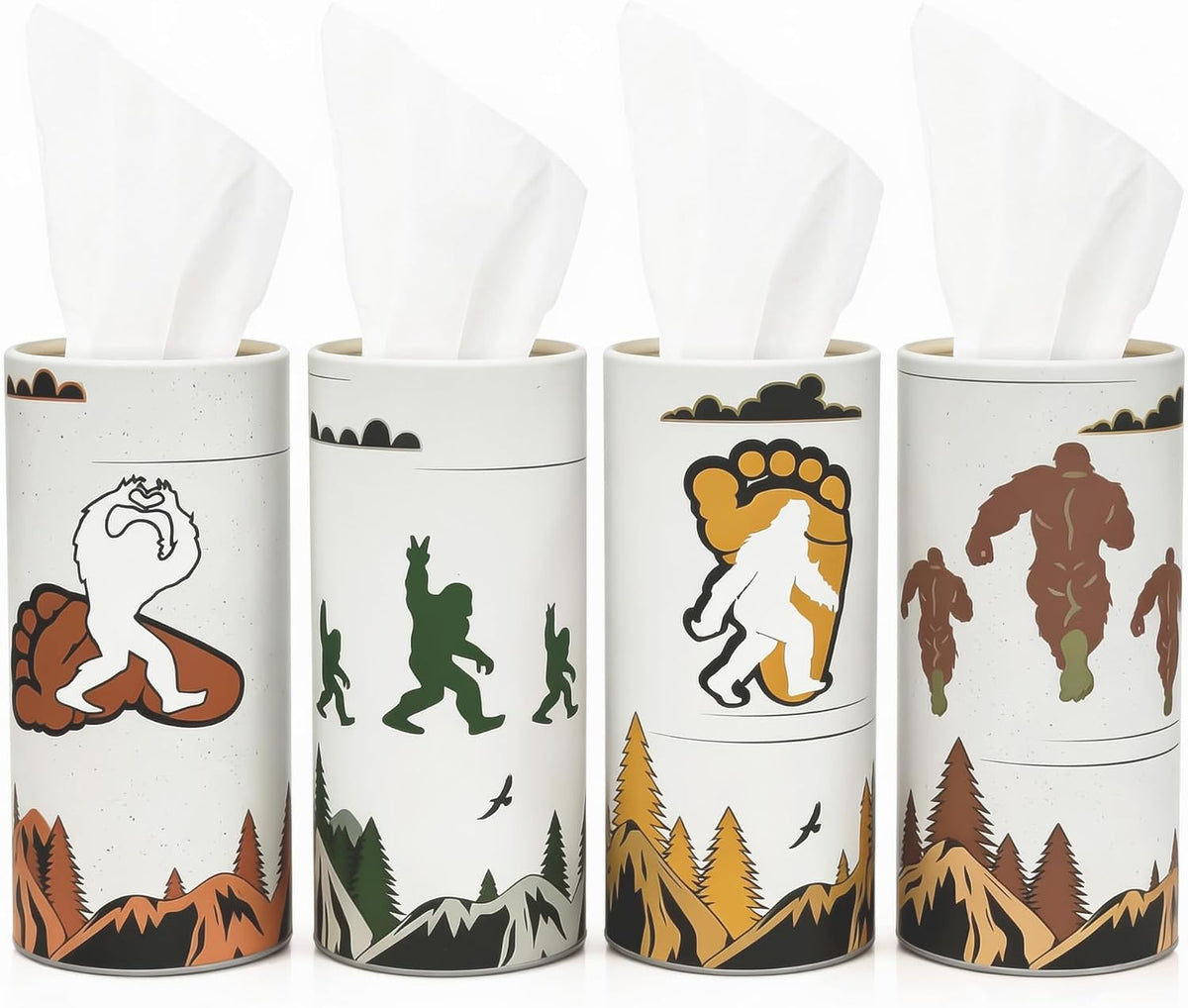 Car Tissue Holder 4 Pack, Bigfoot Tissue Box Cylinder for Car Cup Holder