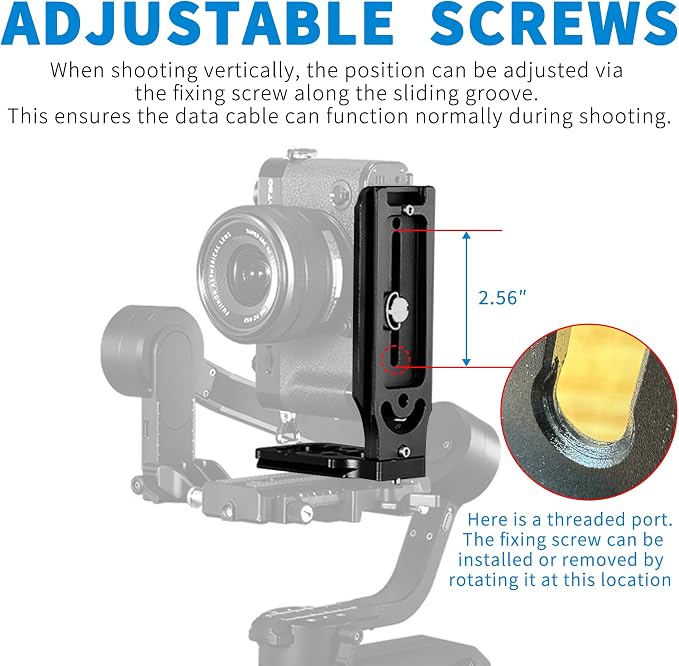 DSLR Camera L Bracket with 1/4" & 3/8" Screw Hole, Vertical Horizontal