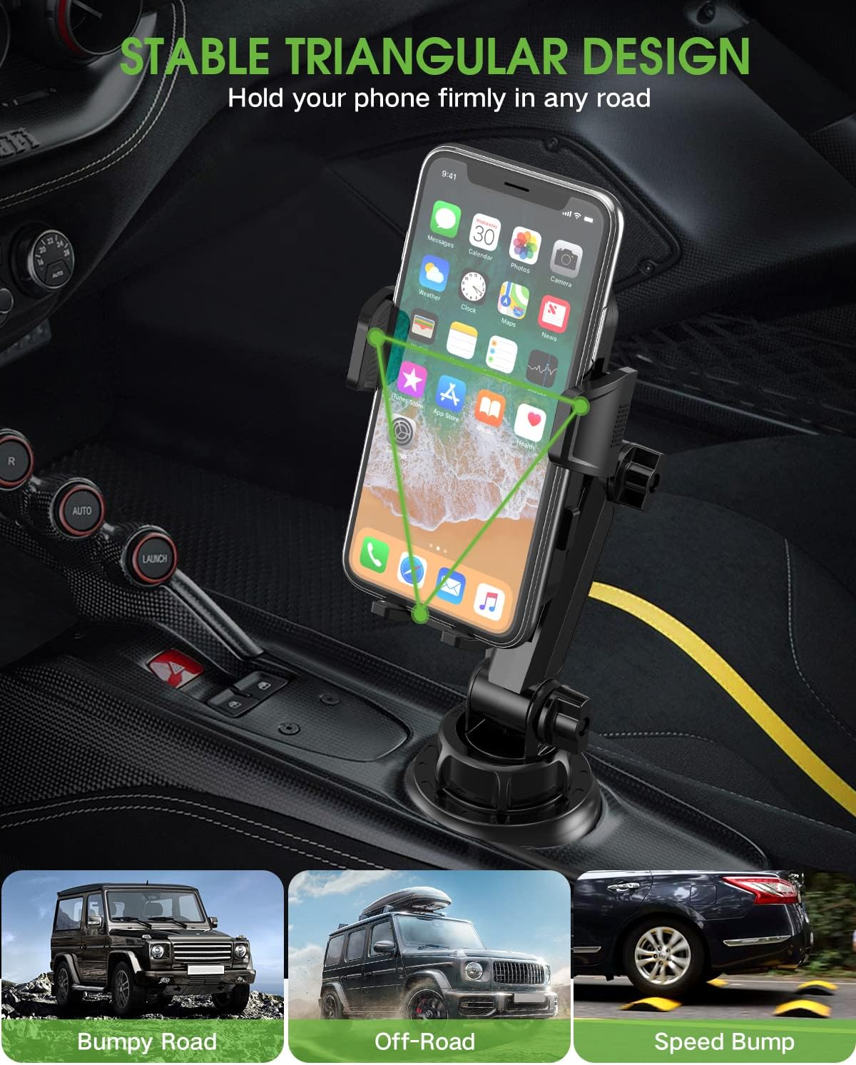 Cup Phone Holder for Car, No Shaking Car Phone Mount with Expandable Base