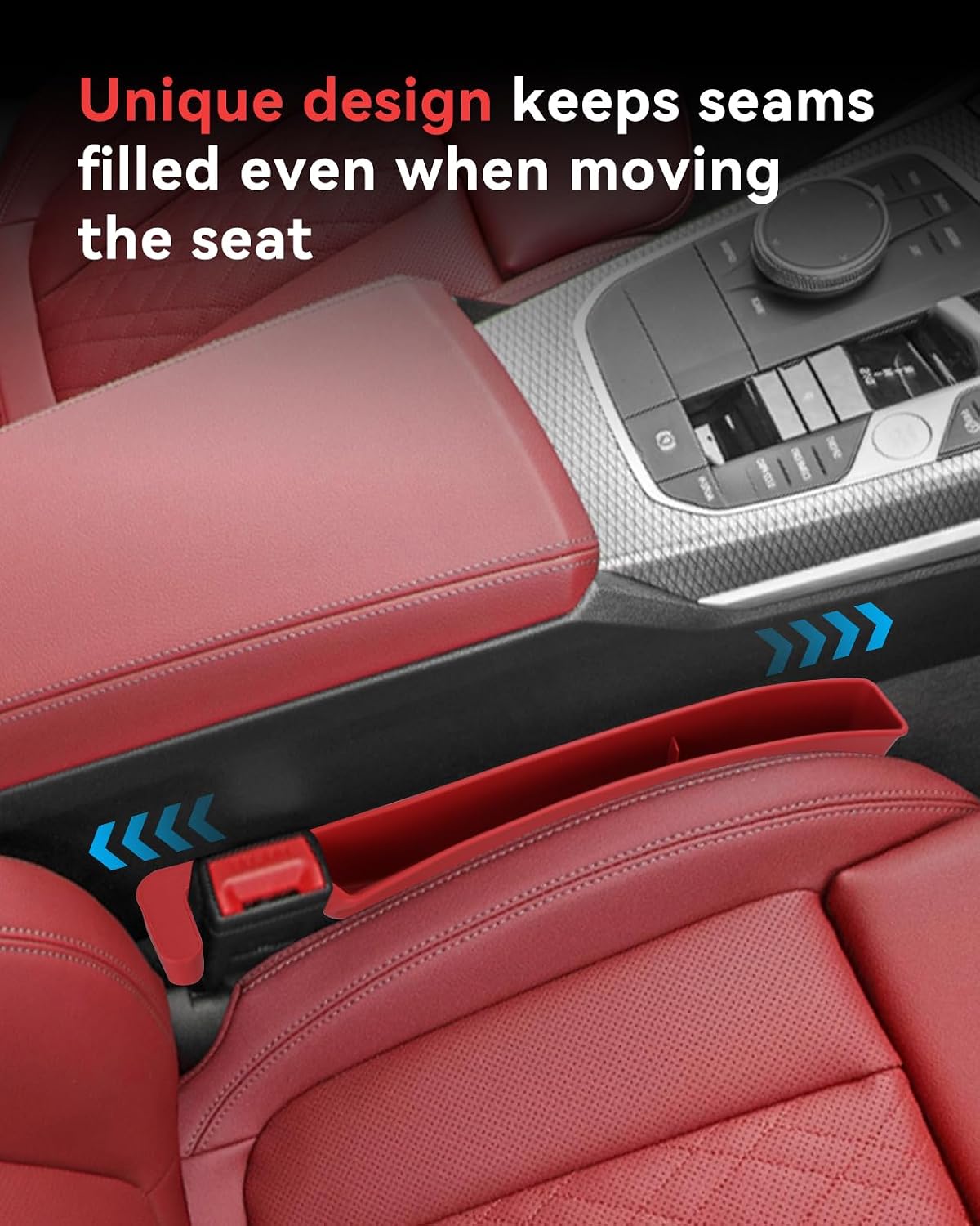 Car Seat Gap Filler, Seat Gap Organizer with Phone Holder, Car Seat Accessories, Car Organizer Fit SUV Truck-2PCS Red