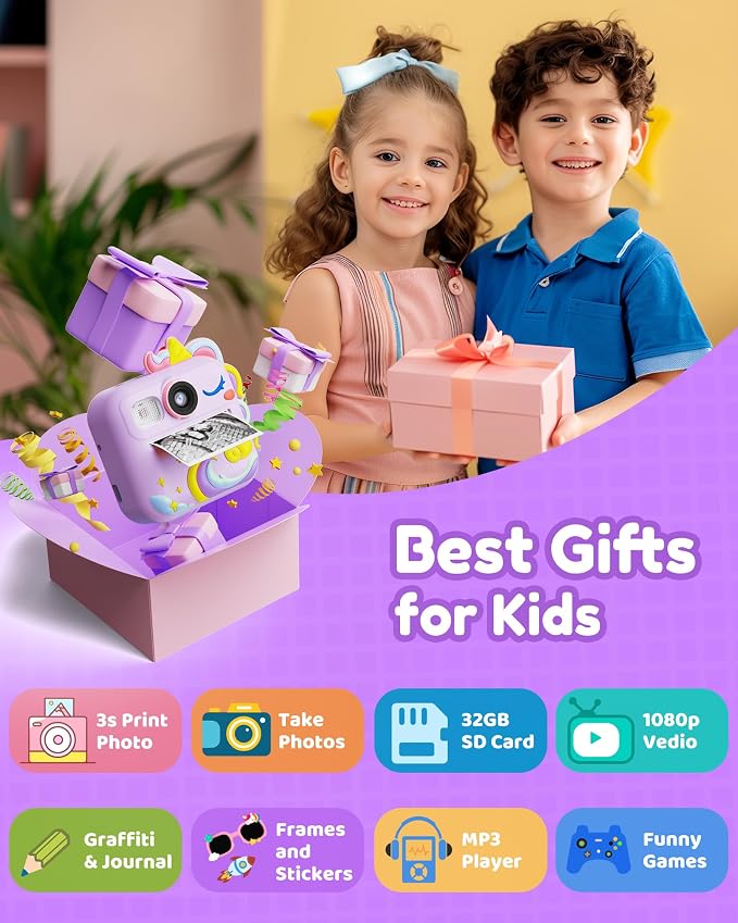 KOKODI Kids Camera Instant Print, Toddler Cameras Christmas Birthday Gifts