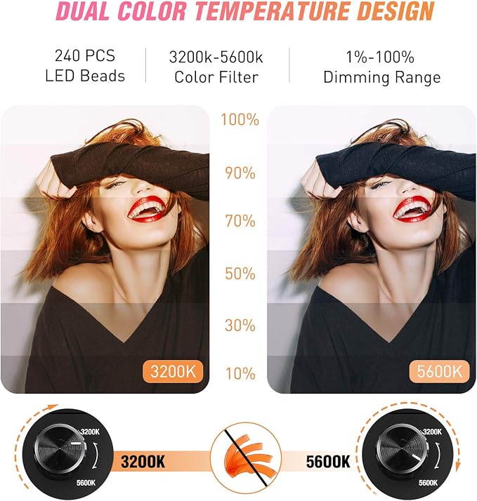 Ring Light with Tripod Stand, Yesker 14 Inch LED Ringlight Kit with Phone