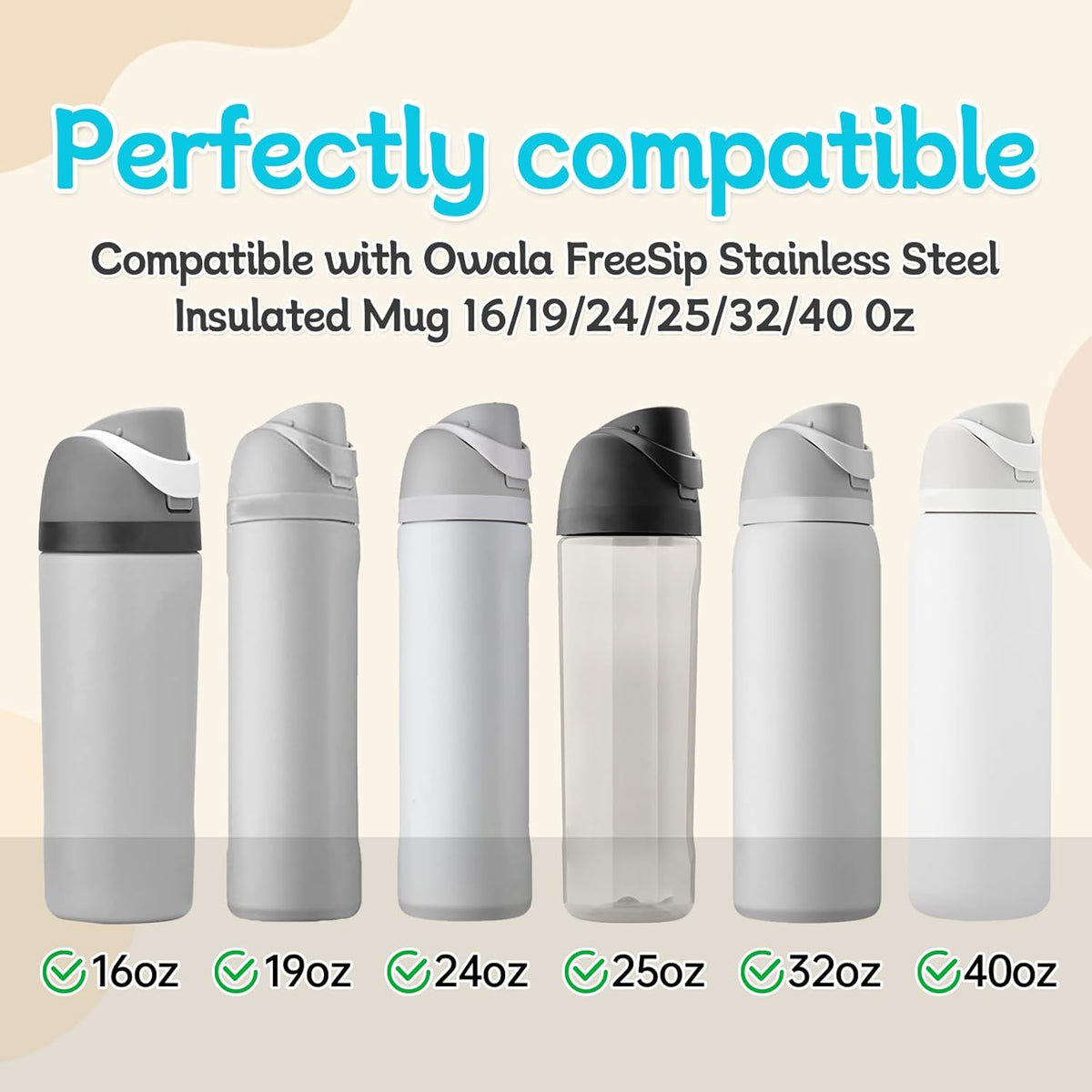 Owala | 2-Pack Replacement Silicone Stopper Seals - Durable Water Bottle Lid Caps for 16-40oz