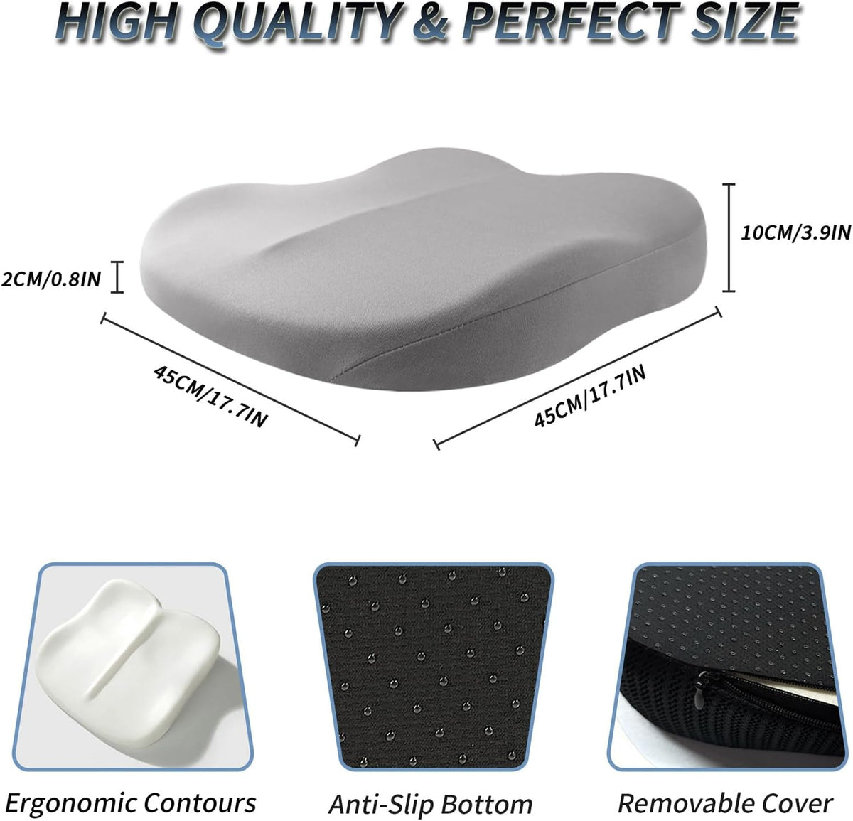 Wedge Car Seat Cushions for Driving, Adult Booster Seat Cushion for Car Truck Driver, Memory Foam Butt Cushion for Office Chair Wheelchair Home, Cloth Grey