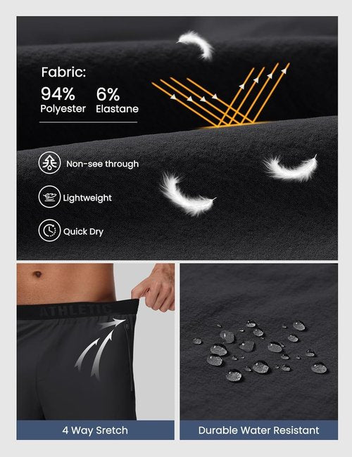 GymBrave Men's 5-Inch Athletic Running Shorts - Lightweight, Quick-Dry with Zipper Pockets