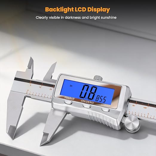 HARDELL Digital Caliper 8 Inch, Rechargeable All Metal Electronic Micrometer