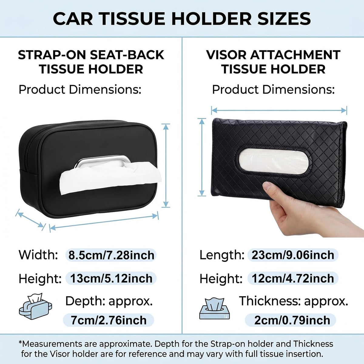 Novabright 3 Pack Car Tissue Holder Sun Visor Napkin Holder PU Leather Tissues Box Cover Backseat Rectangle Organizer for Car Sun Visor Black Organization Accessories