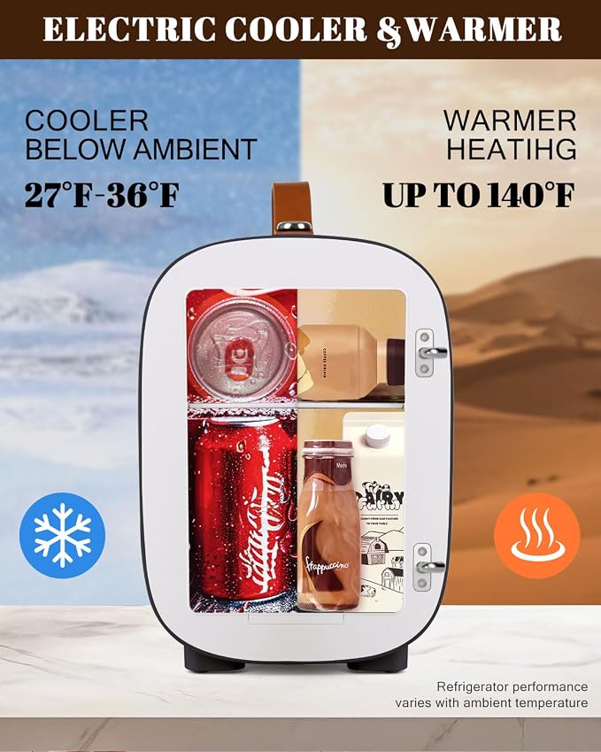 FANSEXPERT Mini Fridge for Bedroom, 4 Liter/6 Cans Skin Care Fridge Small Refrigerator, AC/DC Portable Mini Cooler & Warmer, Small Cosmetic Fridge for Camping, Dorm, Office, Car (Black)