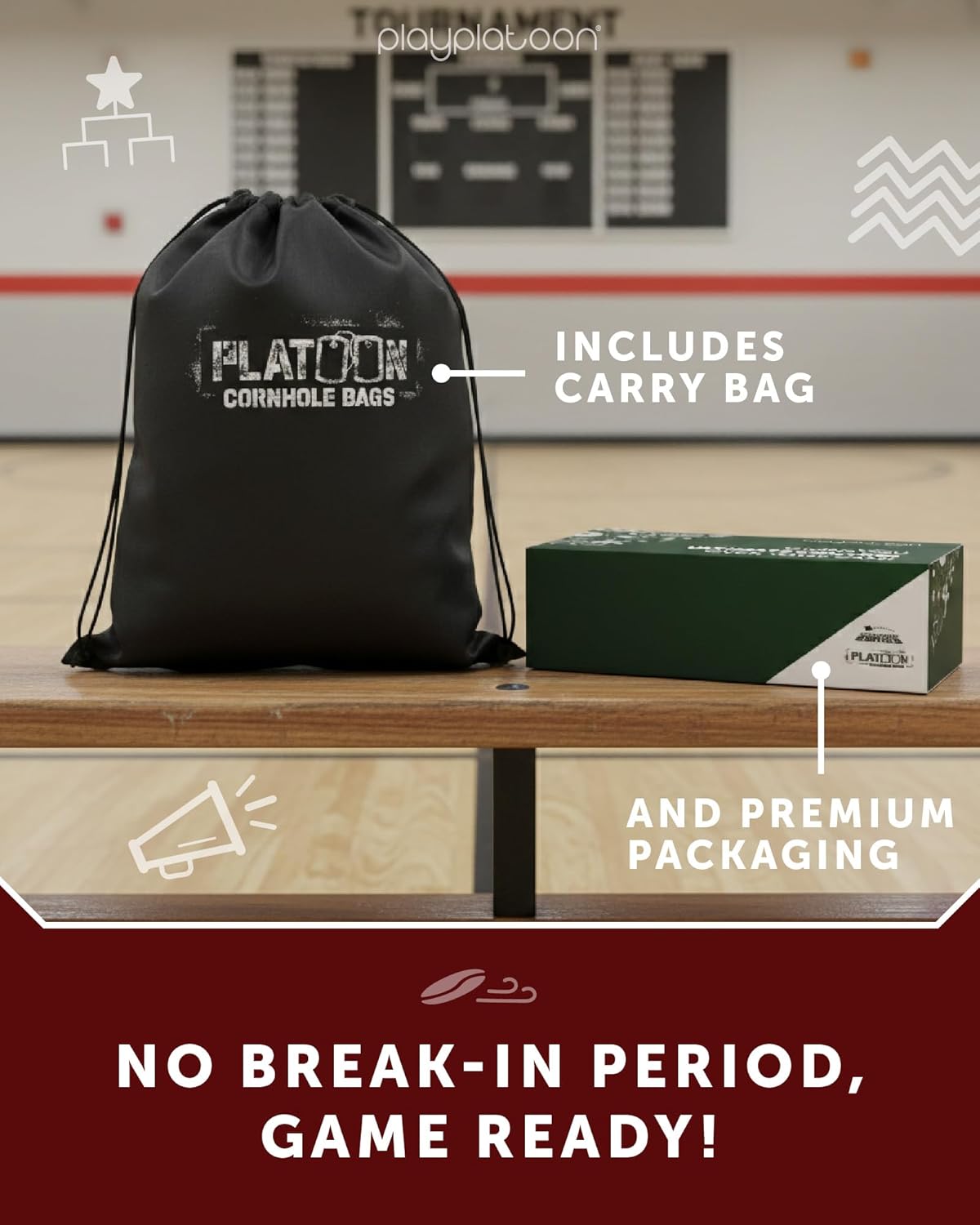 Play Platoon Pro Cornhole Bags - Set of 8 Professional Dual-Sided Slick & Sticky Bags | Tournament Series