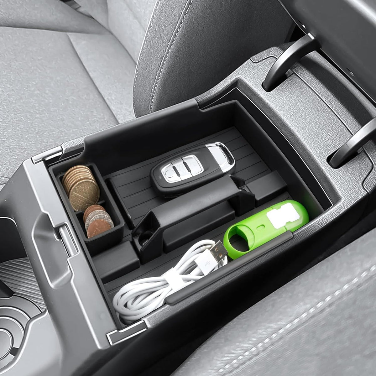 (2Pack) Coleya 2025 2026 K4 Center Console Organizer &Cup Holder for Kia K4 (LX/LXS/EX/GT-Line/GT-Line Turbo), Durable ABS Plastic&Anti-Slip Rubber Console Tray Insert 2026 K4 Accessories