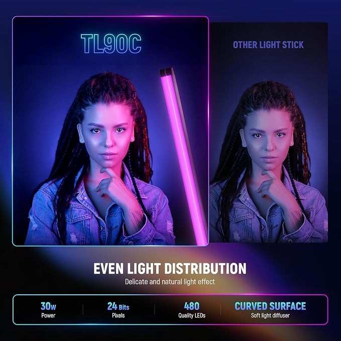 NEEWER RGB Tube Light, 30W LED Video Light RGBWW Full Color Stick Light Wand