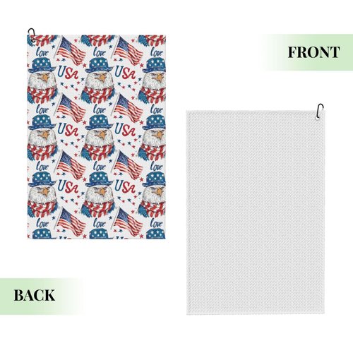 FCYDMN American Flag Golf Towel USA Eagle Golf Towel with Carabiner Clip for Golf Bags Men and Women Golf Accessories