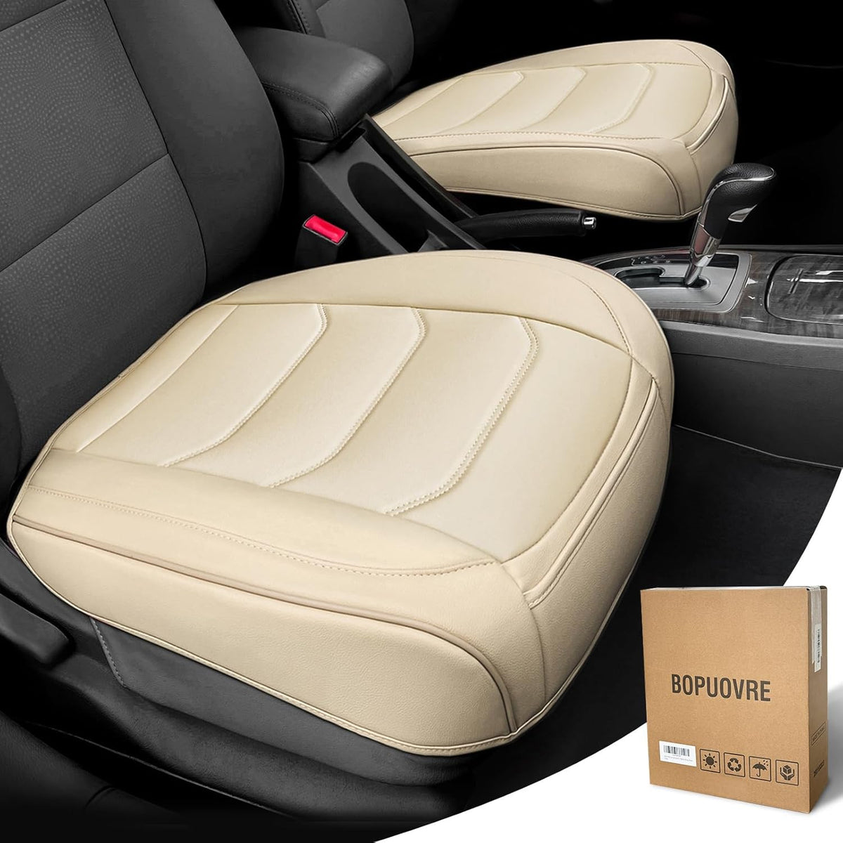 BOPUOVRE Car Seat Cover for Luxury & Comfort PU Leather