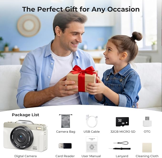 4K Digital Camera for Photography, 2026 Latest 64MP Autofocus WiFi Vlogging