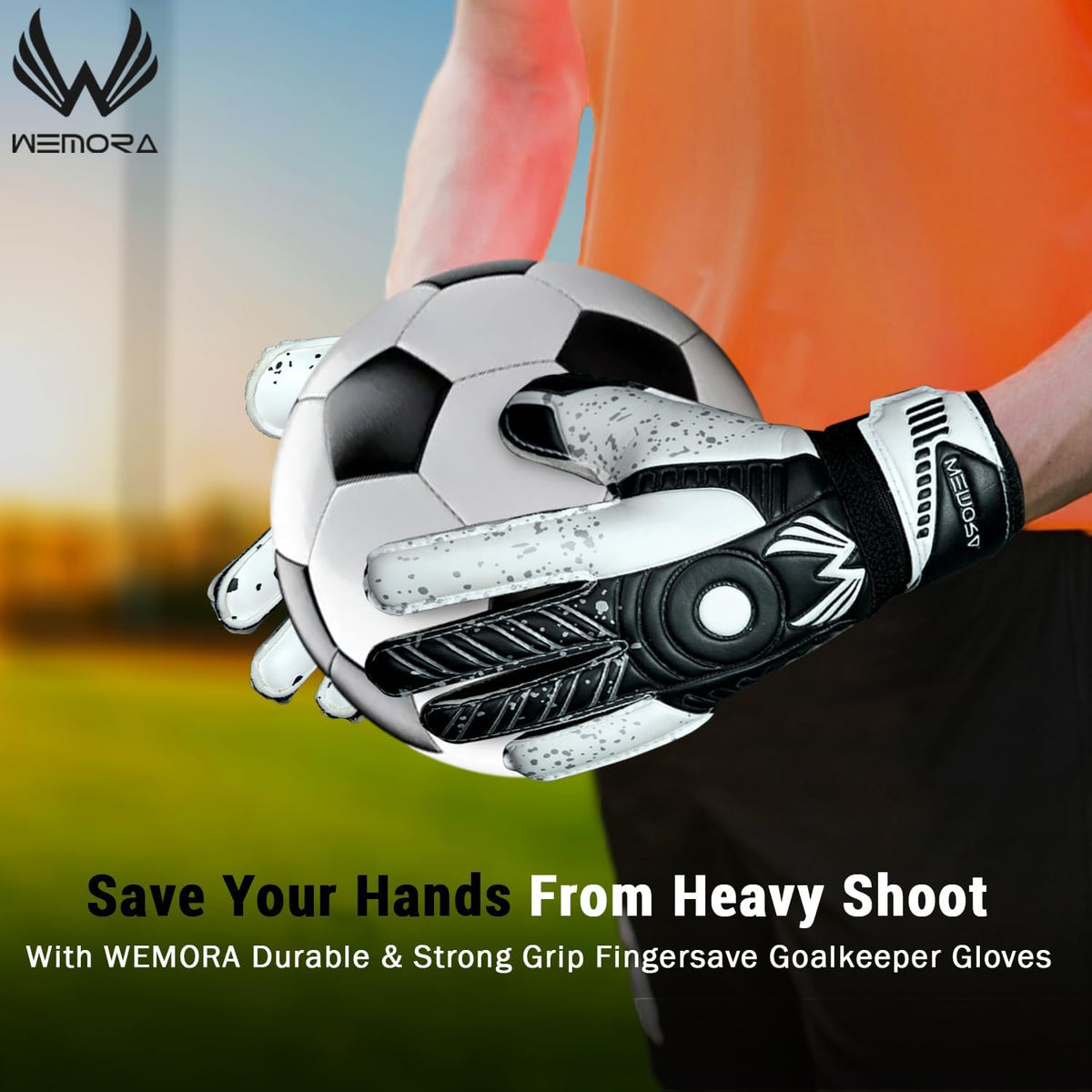 Soccer Goalie Gloves - Fingersave Technology for Kids & Adults | 7.5MM Strong Grip Palm