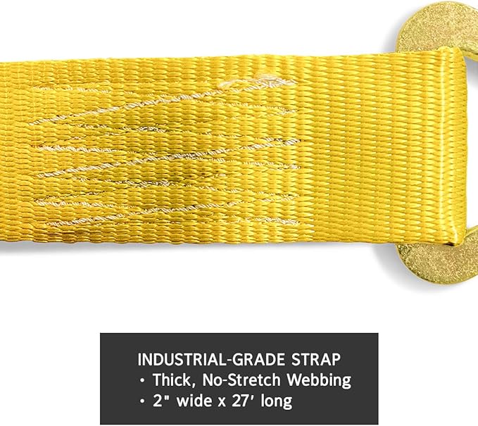 Two 2-in. X 27-Ft. Heavy-Duty Ratchet Straps with Chain Ends and Grab Hooks, 10,000 Lbs. Break Strength | Chain TieDowns By DC Cargo Mall