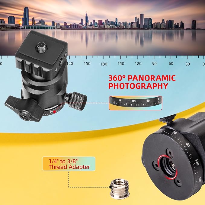 Zeadio Heavy Metal Tripod Kit: 1/4" Screw Adapter Tripod Mount
