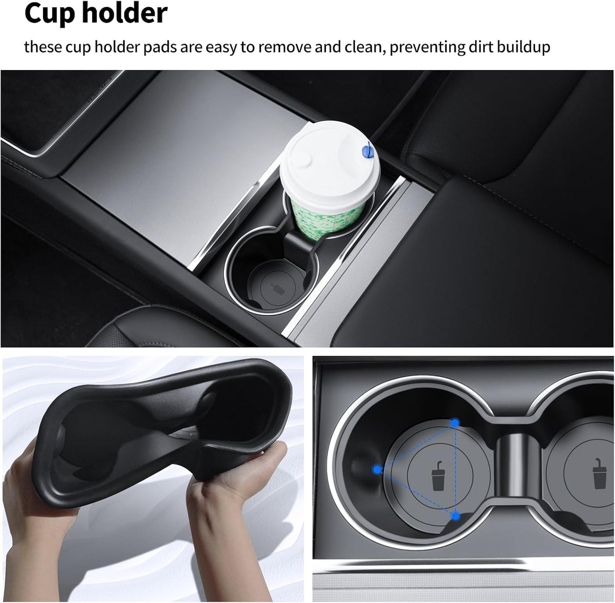 9Pcs Set Center Console Organizer Tray for Tesla Model Y Juniper 2025 2026, Under Seat Storage Box with Lid, Black, 2-Piece Set