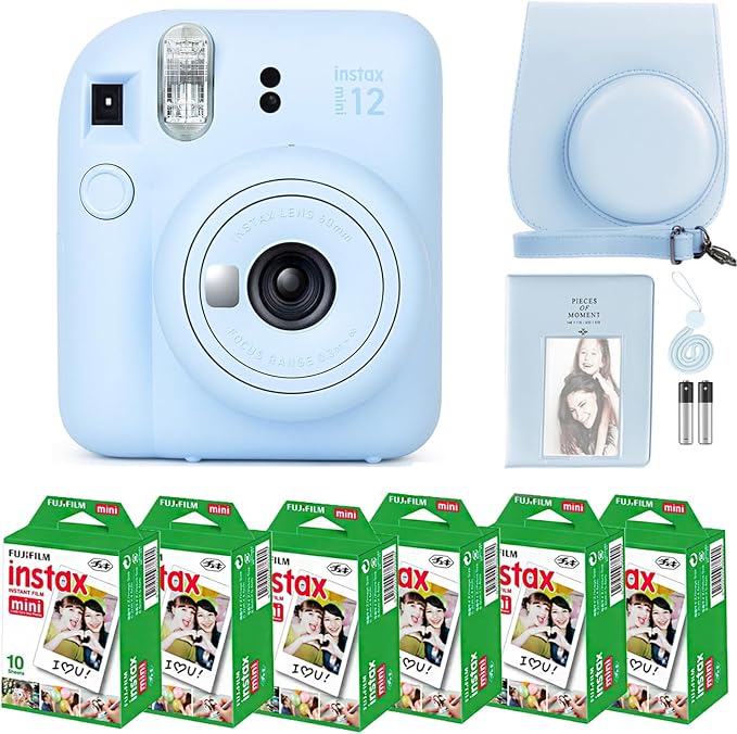 Fujifilm Instax Mini 12 Instant Camera Pastel Blue and Fuji Film Value Pack