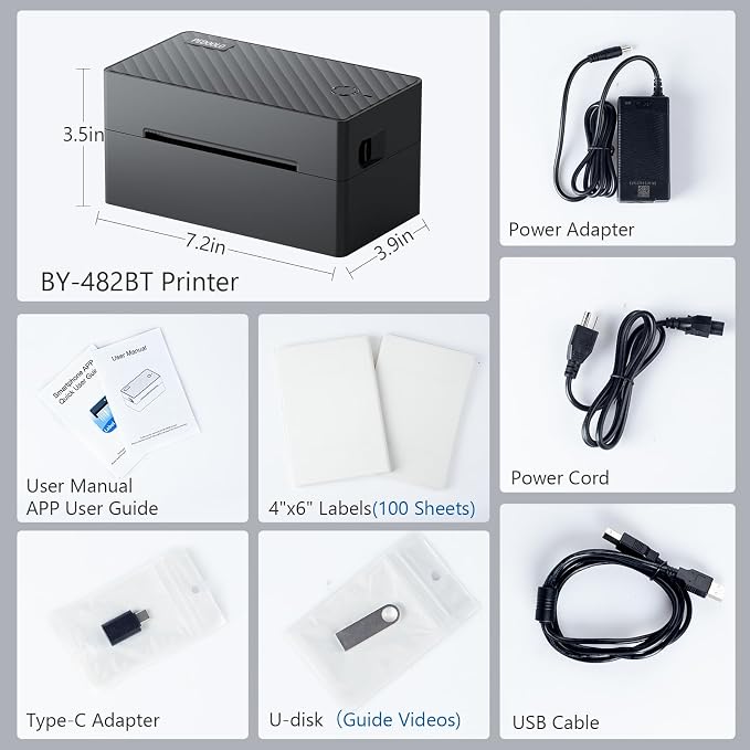 PEDOOLO Label Printer, 4x6 Shipping Label Thermal Printer