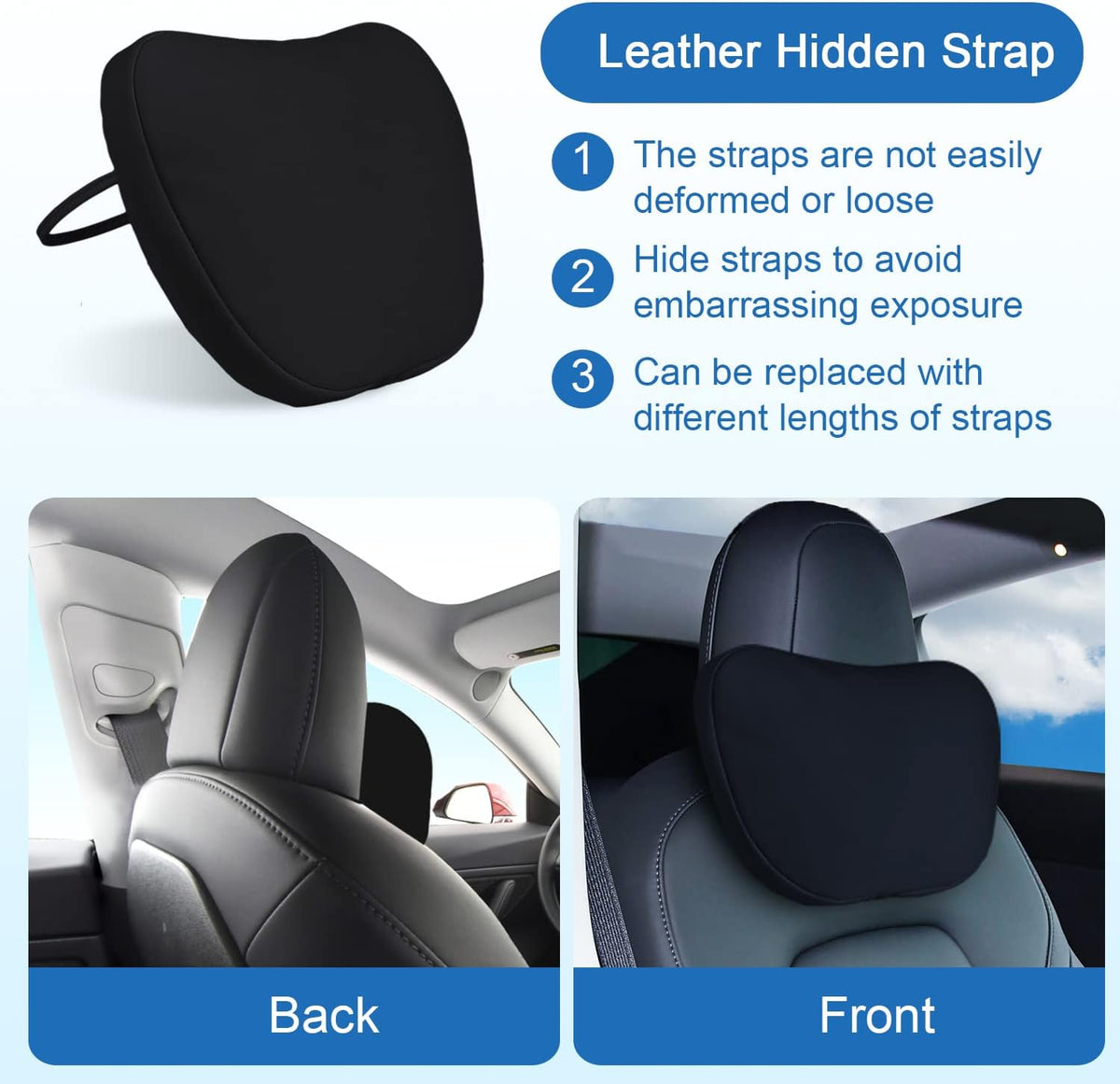 2 Pack Car Headrest Neck Pillow for Tesla Model 3 Model Y Model S