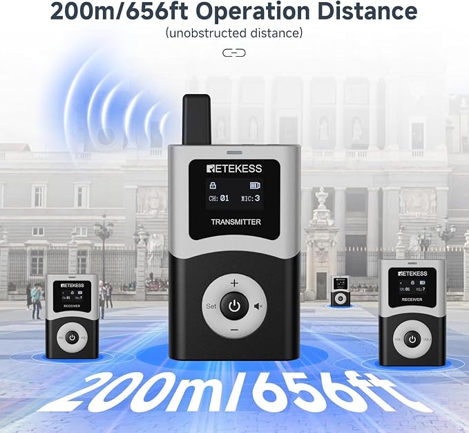 Retekess T130U Wireless Tour Guide System, Church Translation System, One-Key