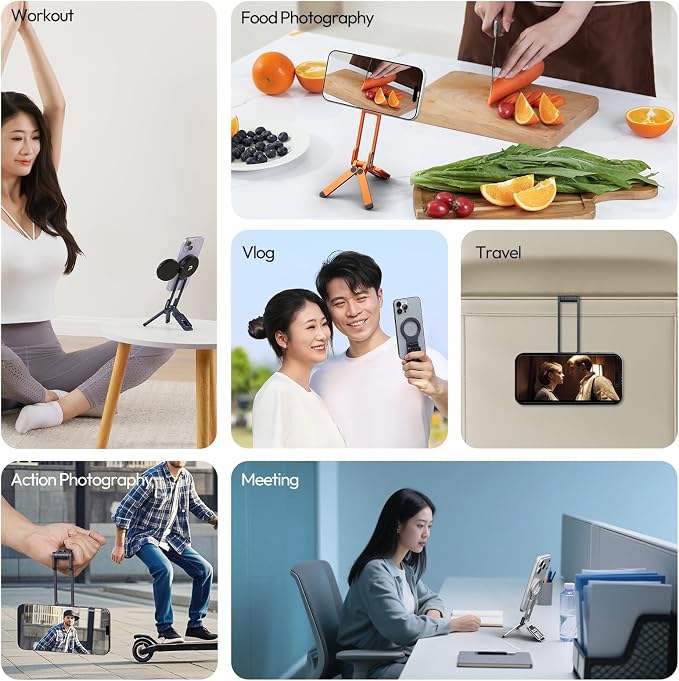 ULANZI Magnetic Phone Tripod for iPhone, MA38 Portable Phone Holder Mini Tripod