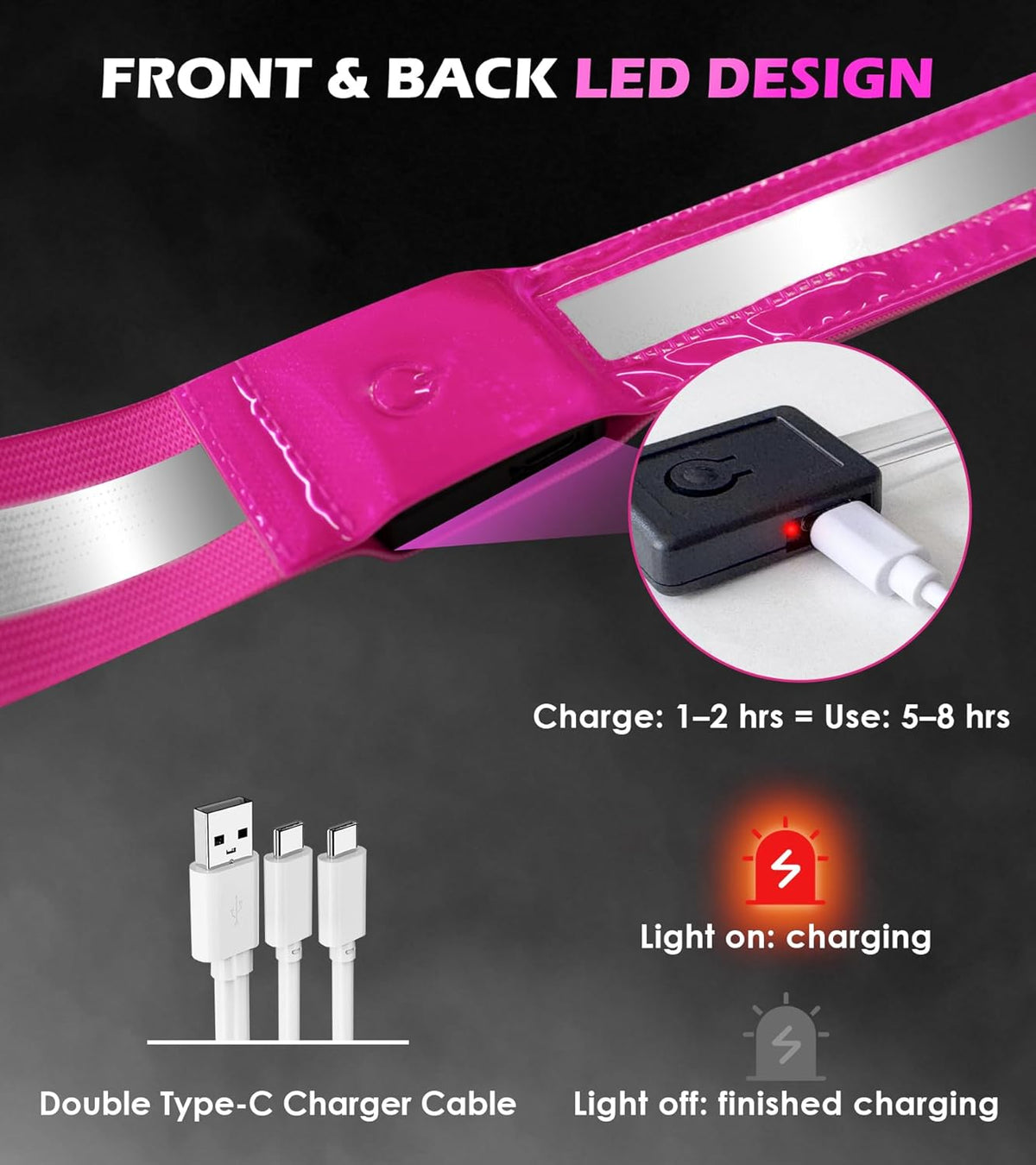 Rechargeable LED Reflective Belt by [Brand Name] - High Visibility Safety Gear with 11 Light Modes | Adjustable for Night Dog Walking, Running & Biking