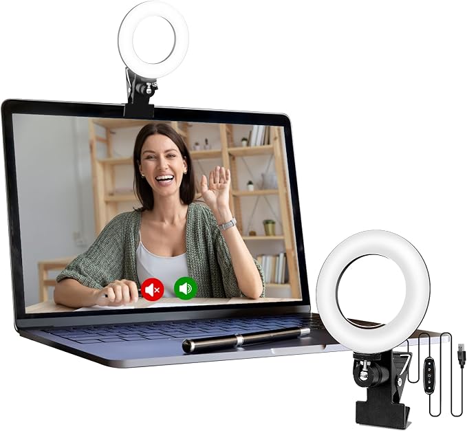 Cyezcor Video Conference Lighting Kit， Clip on Light Reading Lights， Ring Light