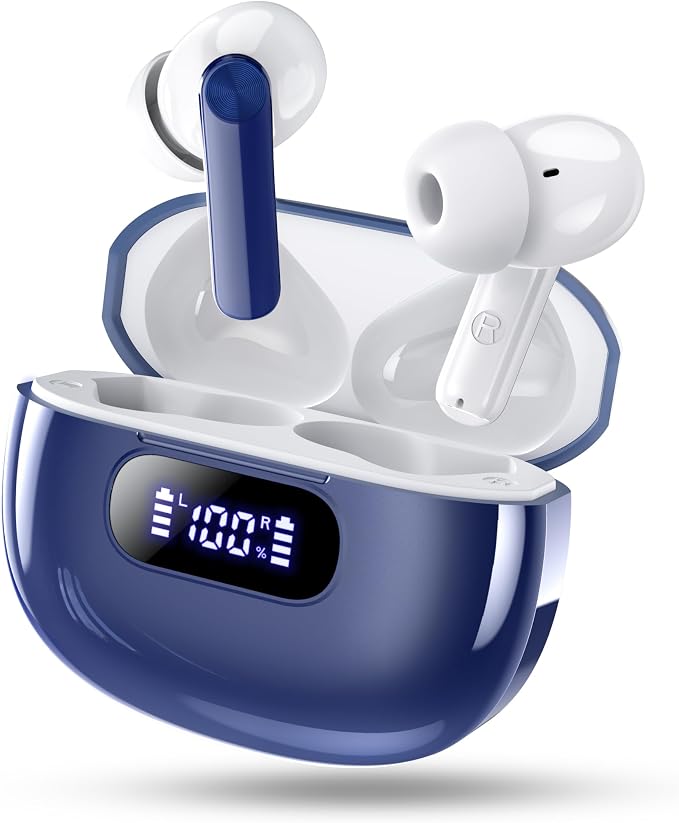 Wekily Wireless Earbuds, Bluetooth 5.3 Headphones LED Power Display, 2025 New Wireless Earphones, 4 ENC Noise Cancelling Mic, HiFi Stereo, 48H Playtime Mini Case IP7 Waterproof for iOS Android