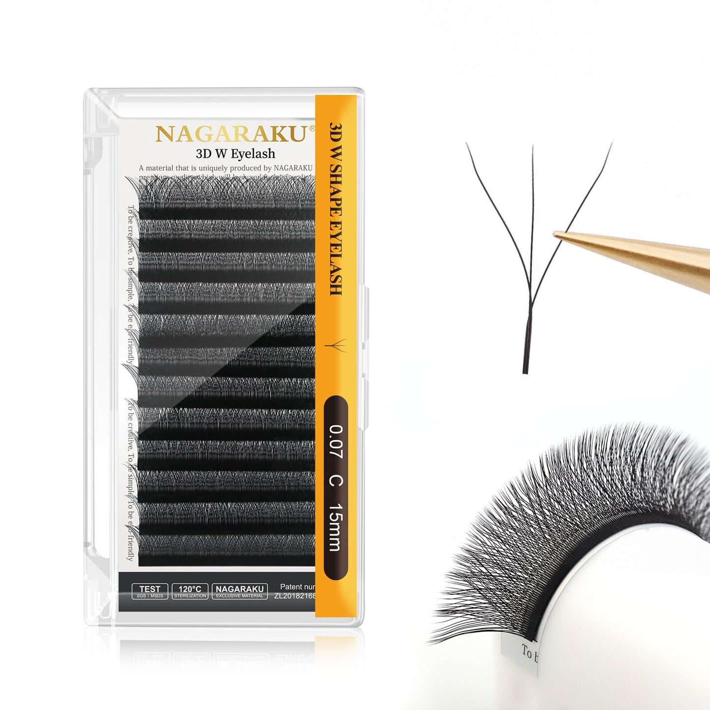 Nagaraku W Eyelash Extension 3D Volume Premade Fan 0.07Mm C Curl 15Mm Faux Mink Matte Black Cluster Easy Fanning Yy Eye Lashes