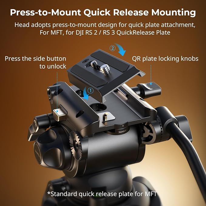 SmallRig AD-01S Video Tripod, Dual-Mode Quick Release Plate, Load up to 13.2lb