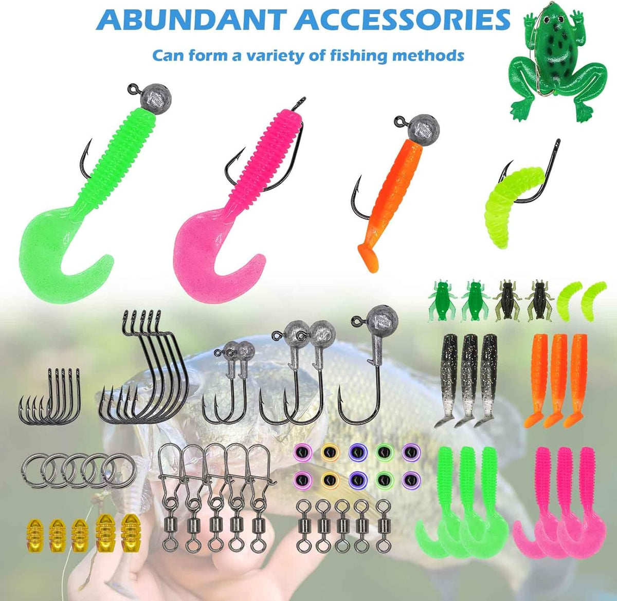 Skiennix Fishing Lure Tackle Set - Complete Kit for Saltwater & Freshwater Bass Fishing | Includes Jig Hooks, Spoon Lures & More